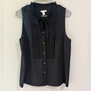 J.Crew Silk Sleeveless Tie-Neck Blouse Black Size 12